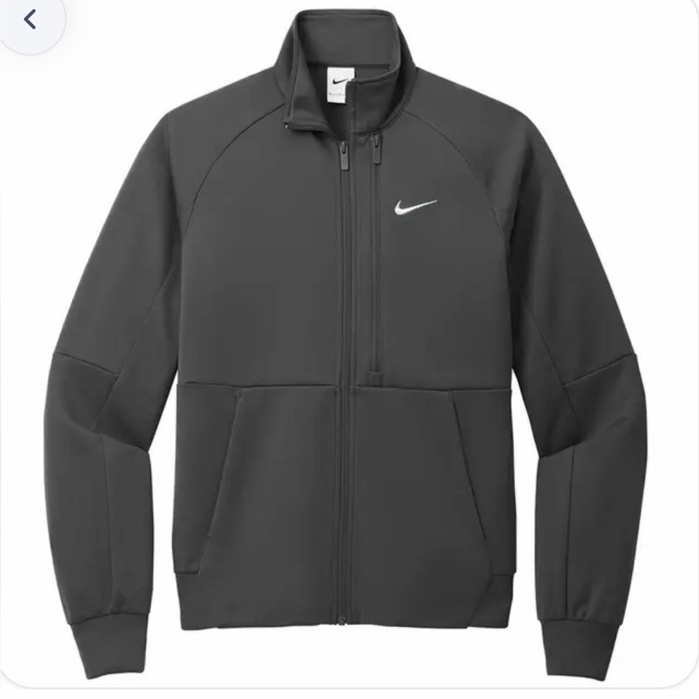 Nike Men's Dark Gray Full-Zip Performance Jacket with White Swoosh